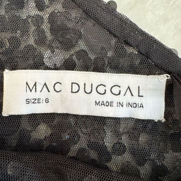 MAC DUGGAL Black One Shoulder Sheer Hand Beaded Mini Dress size 6 NWT - Picture 5 of 9